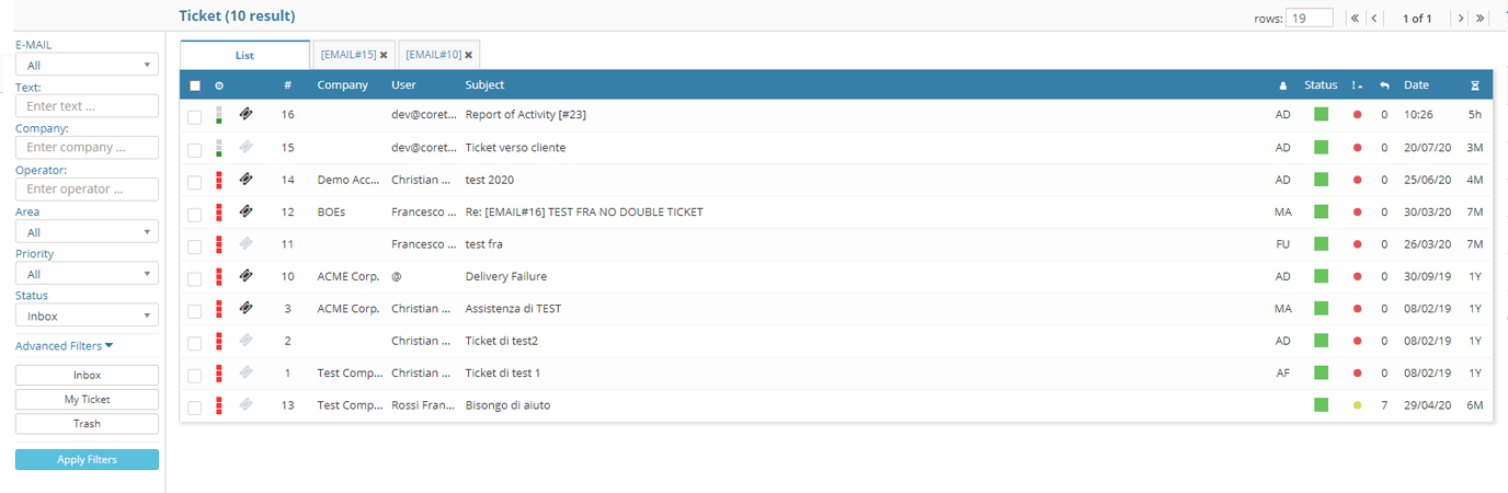 Sygma ticket dashboard